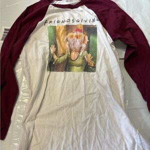 Friendsgiving Long Sleeve Tee - White and Maroon